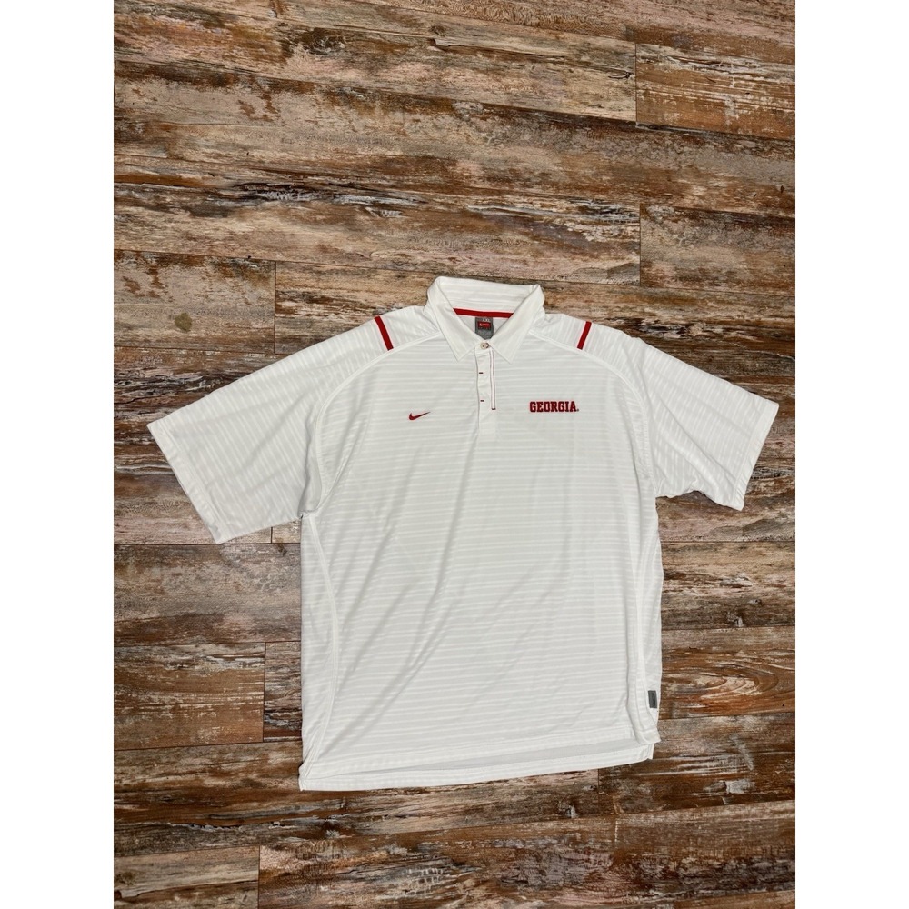 Mens Nike UGA Georgia Bulldogs Polo Shirt Vintage Y2K Size XXL White Red Team